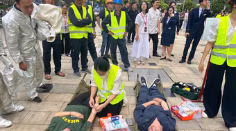 Thực tập phương án chữa cháy, cứu nạn, cứu hộ tại Tổ hợp Keangnam Hanoi Landmark Tower