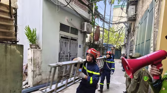 Xử lý nhanh tình huống cháy giả định do chập điện