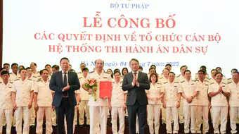 Bộ Tư pháp công bố hàng loạt quyết định bổ nhiệm cán bộ chủ chốt trong hệ thống Thi hành án dân sự