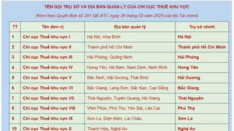 Tổ chức lại 20 Chi cục Thuế thành 34 Thuế Nhà nước tỉnh, thành phố trực thuộc trung ương