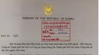 Đại sứ quán Hàn Quốc gửi thư cảm ơn Công an quận Đống Đa