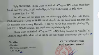 Cơ quan điều tra chuyển đơn của công dân đến phường Đại Mỗ và Tây Mỗ để giải quyết