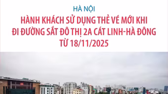 Hà Nội: Hành khách sử dụng thẻ vé mới khi đi đường sắt đô thị 2A Cát Linh-Hà Đông từ 18/11/2025