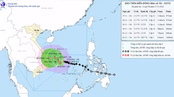Bão số 15 sẽ loanh quanh ở giữa Biển Đông trong vài ngày tới