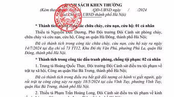 Chủ tịch Hà Nội tặng bằng khen 3 cá nhân thuộc Công an Thủ đô
