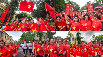 Ấn tượng hình ảnh 10.000 người khoác áo đỏ, sao vàng phủ kín hồ Gươm