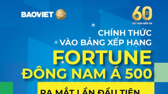 Tập đoàn Bảo Việt (BVH) - doanh nghiệp duy nhất trong bảo hiểm tại Việt Nam, lần đầu tiên được xếp hạng trong Fortune Đông Nam Á 500