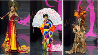 Trương Thị May mặc áo dài so tài với thí sinh Miss Universe