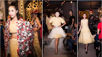 Dàn "chân dài" khoe dáng giữa phố với thời trang bao cao su