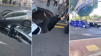 ‘Hố tử thần’ bất ngờ xuất hiện trên đường tại Trung Quốc