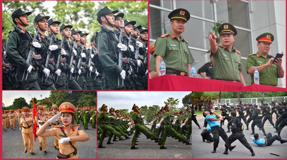 Giám đốc CATP Hà Nội động viên cán bộ chiến sỹ hợp luyện diễu binh, diễu hành cho Ngày hội vì Thủ đô bình yên