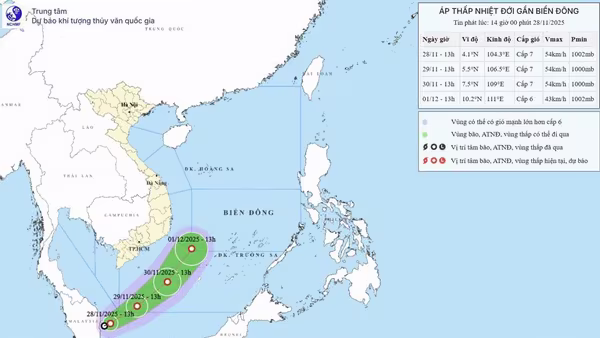 Biển Đông sắp xuất hiện một áp thấp nhiệt đới hiếm gặp