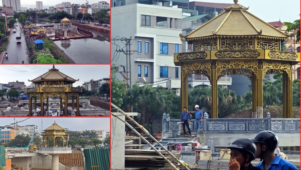 Cận cảnh đài vọng cảnh tại đập dâng đầu tiên trên sông Tô Lịch
