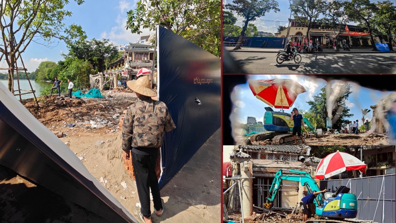 Cận cảnh công trường chỉnh trang, khôi phục kiến trúc gốc nhà hàng hơn 65 tuổi bên hồ Gươm