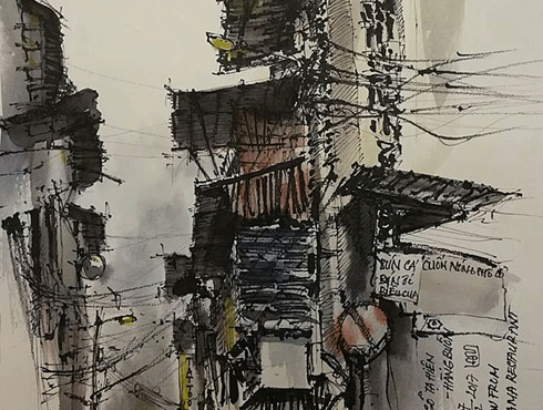 Ngẩn ngơ trước những ký họa vẻ đẹp của Hà Nội