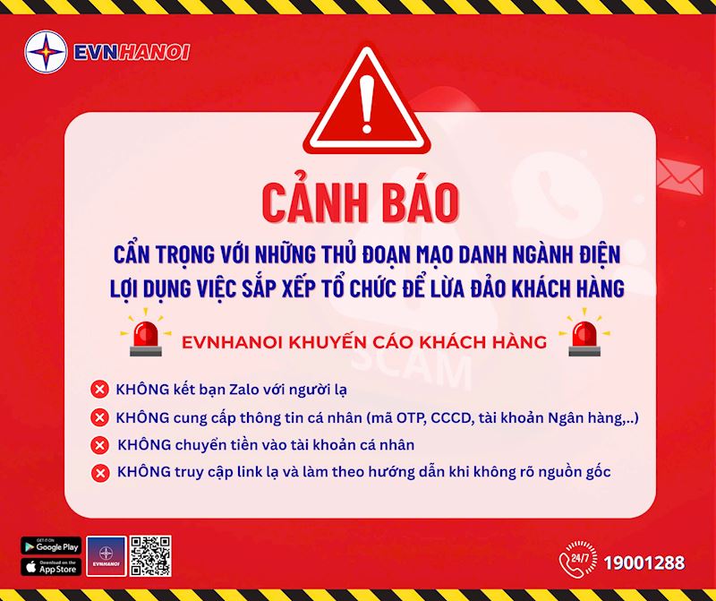 EVNHANOI cảnh báo khẩn về tình trạng bị giả mạo