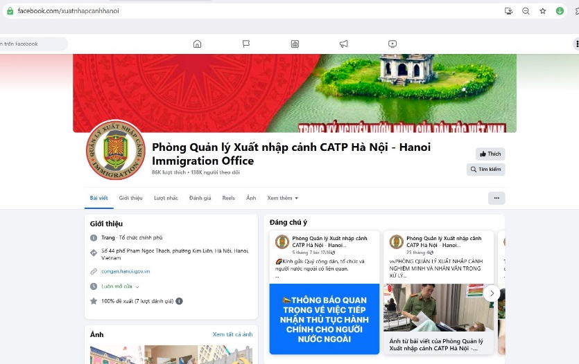 Tiếp nhận thông tin người nước ngoài vi phạm pháp luật về xuất nhập cảnh qua trang facebook