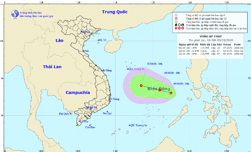 Vùng áp thấp xuất hiện trên Biển Đông, miền Trung nguy cơ lũ chồng lũ