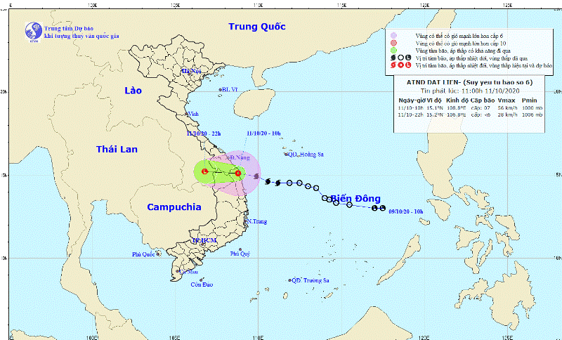 Bão số 6 đã đổ bộ vào Quảng Nam-Quảng Ngãi vào trưa nay, 11/10 Bão số 6 đã đổ bộ vào Quảng Nam-Quảng Ngãi vào trưa nay, 11/10