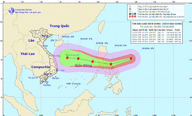 Siêu bão Goni mạnh cấp 17 đang áp sát Biển Đông Siêu bão Goni mạnh cấp 17 đang áp sát Biển Đông