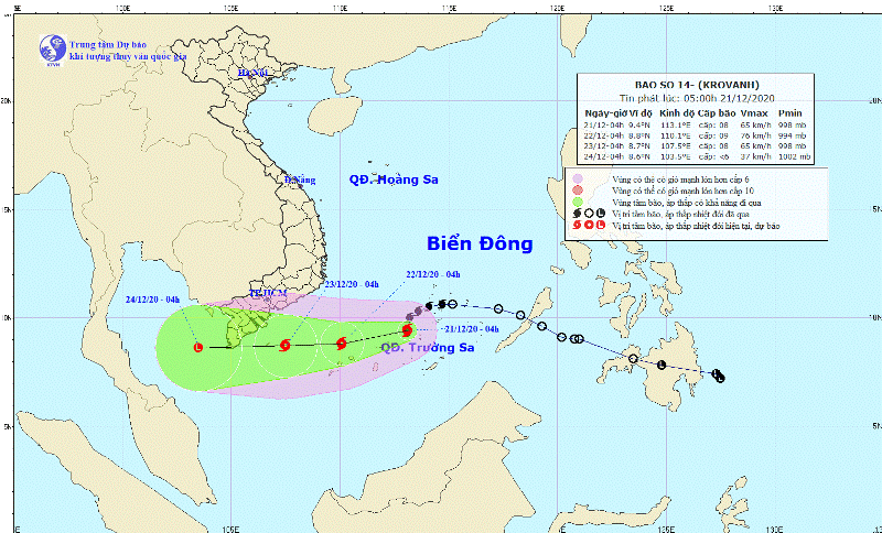 Nền nhiệt Bắc bộ tăng chậm, bão số 14 giật cấp 10 tiếp tục mạnh lên trên Biển Đông