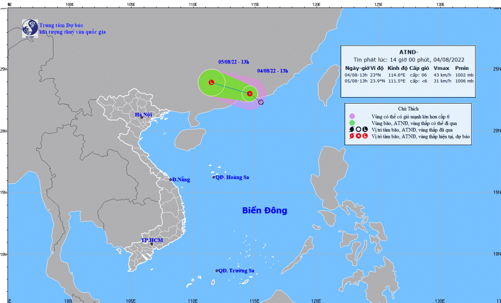 Áp thấp nhiệt đới đã đi vào tỉnh Quảng Đông, Trung Quốc vào chiều nay, 4/8 Áp thấp nhiệt đới đã đi vào tỉnh Quảng Đông, Trung Quốc vào chiều nay, 4/8