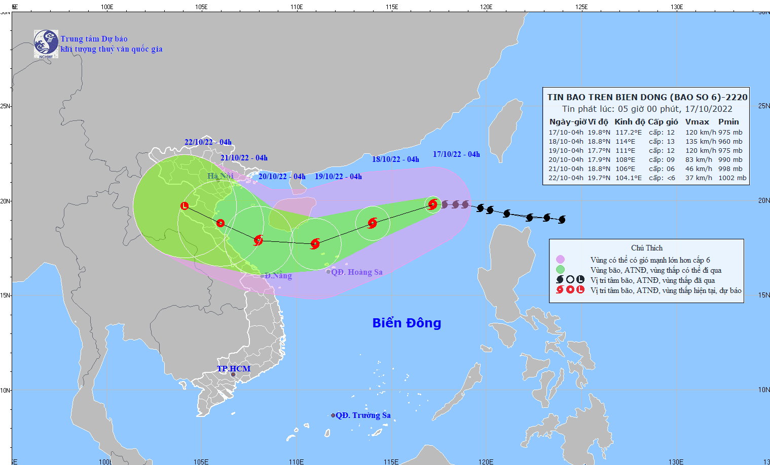 Bão số 6 còn cách quần đảo Hoàng Sa 700Km Bão số 6 còn cách quần đảo Hoàng Sa 700Km