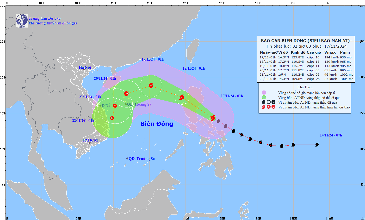 Hôm nay, siêu bão Man-Yi sẽ đi vào Biển Đông thành bão số 9