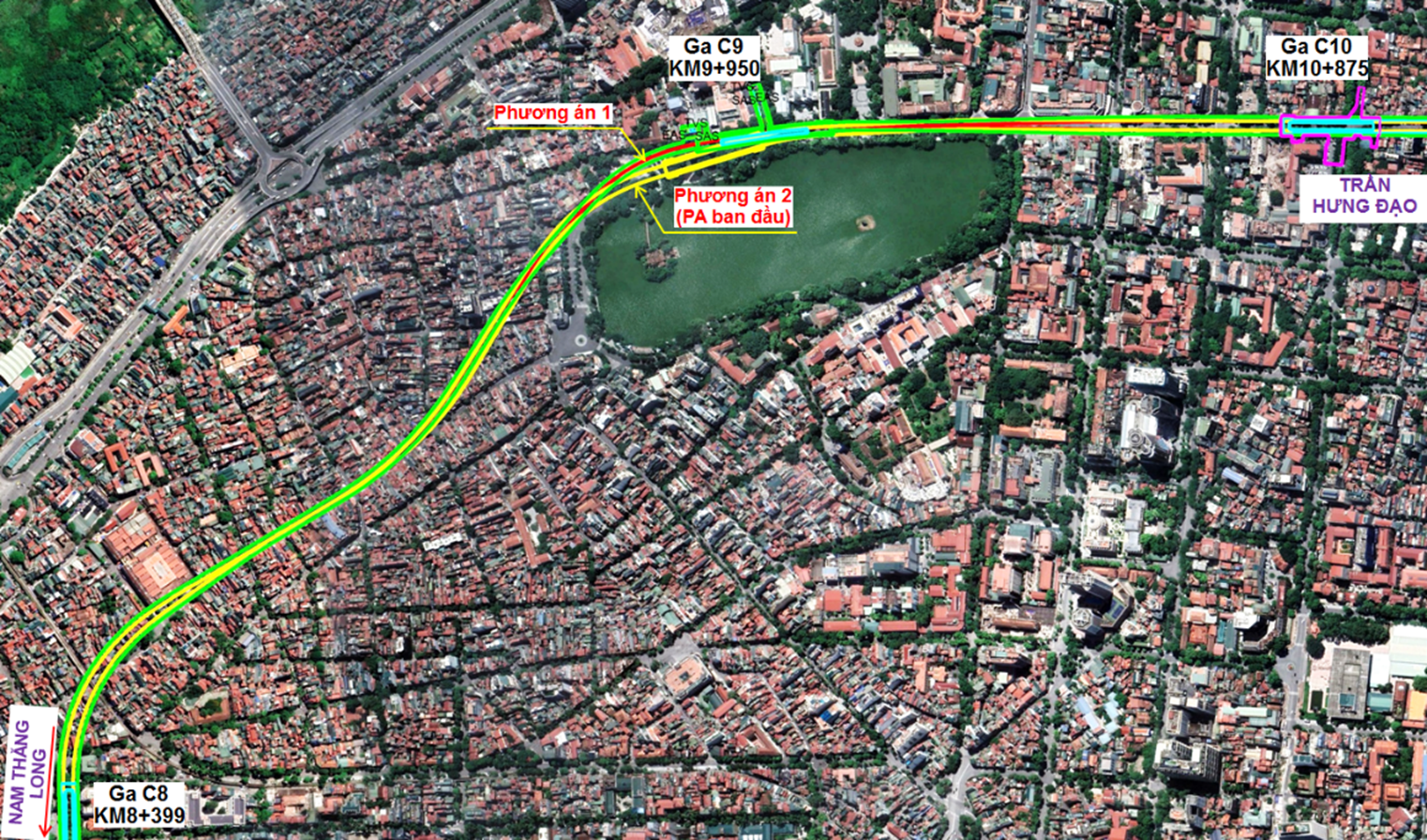 Ga C9 tuyến Metro Nam Thăng Long-Trần Hưng Đạo sẽ xây dựng ngầm dưới đường Đinh Tiên Hoàng