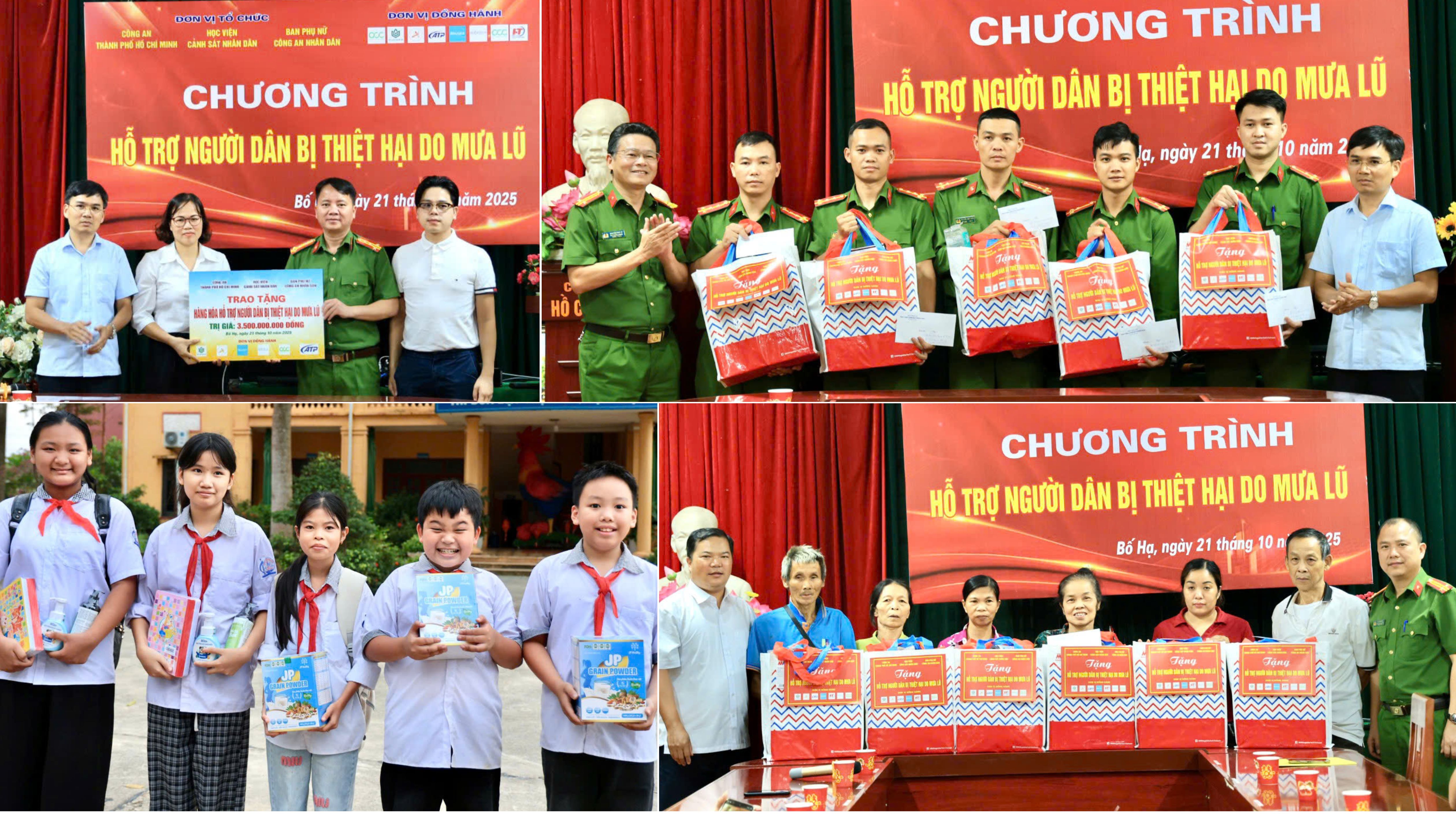 Học viện Cảnh sát nhân dân đồng hành, hỗ trợ người dân bị thiệt hại do mưa lũ tỉnh Bắc Ninh