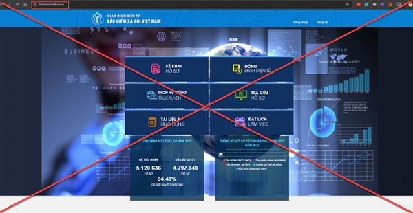 Cảnh báo website giả mạo Cổng dịch vụ công trực tuyến BHXH Việt Nam