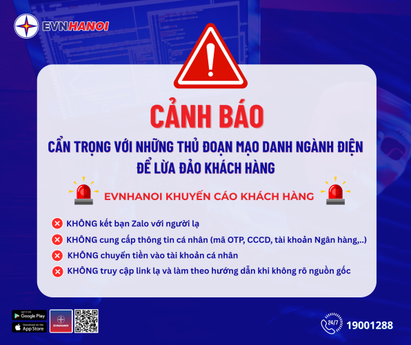 EVNHANOI khuyến cáo người dân cảnh giác trước các hình thức lừa đảo mạo danh ngành điện