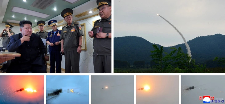 Nhà lãnh đạo Triều Tiên Kim Jong-un giám sát vụ thử 2 loại tên lửa phòng không mới