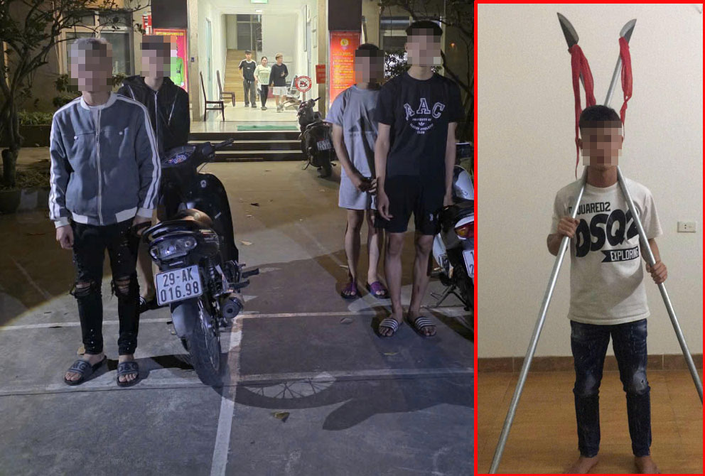 Lực lượng 141 chặn giữ nhóm thanh niên "đầu trần" đi xe máy, tàng trữ hung khí tự chế