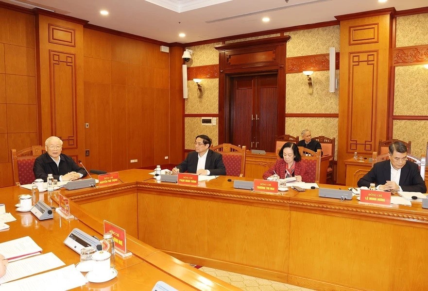 Hình ảnh Tổng Bí thư chủ trì phiên họp đầu tiên Tiểu ban Nhân sự Đại hội XIV của Đảng