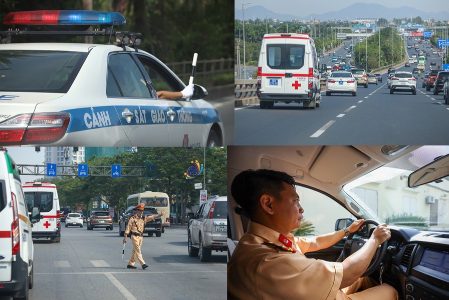 CSGT Hà Nội 'chạy đua' với thời gian vận chuyển 'trái tim nhân ái' ra sân bay an toàn