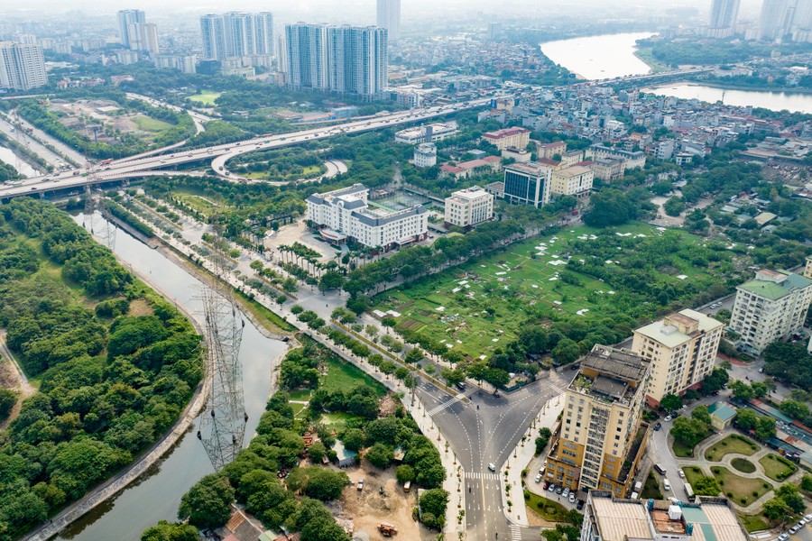 Nhìn từ flycam con đường 500 tỷ đồng mới thông xe ở cửa ngõ Thủ đô