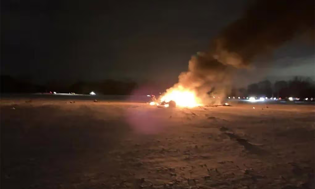 Hiện trường vụ rơi trực thăng quân sự của Vệ binh Quốc gia Mỹ