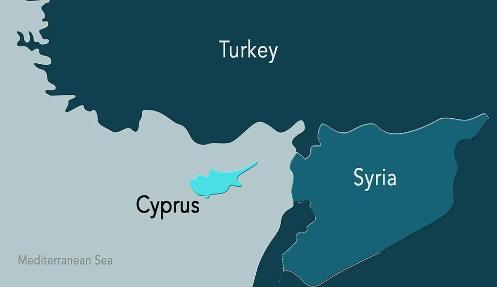 Vị trí đảo Cyprus ở vùng biển phía tây Syria Vị trí đảo Cyprus ở vùng biển phía tây Syria