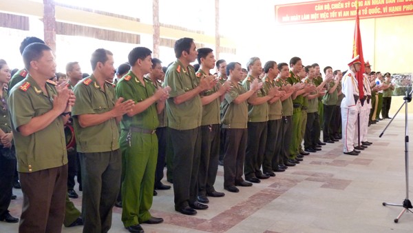 Đại tá Đào Thanh Hải - Phó Giám đốc CATP Hà Nội phát biểu tại lễ khai mạc Giải đấu quy tụ 268 vận động viên đến từ 64 đơn vị thuộc CATP