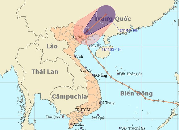 Tâm bão Hải Yến đang tiến dần vào Trung Quốc ảnh 1