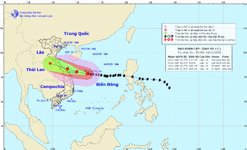 Hoàn lưu bão số 13 sẽ gây mưa và gió giật cấp 14 từ Quảng ...