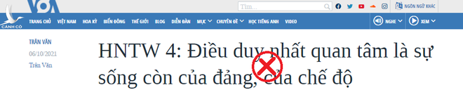 Bài viết xuyên tạc về Hội nghị Trung ương 4 Ban Chấp hành Trung ương Đảng (khóa XIII) trên trang mạng Đài VOA
