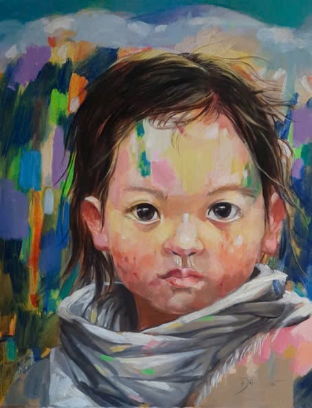 Đinh Minh Đông, tác phẩm: Đôi mắt, chất liệu: Sơn dầu Đinh Minh Đông, tác phẩm: Đôi mắt, chất liệu: Sơn dầu