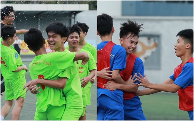 9h30: THPT Tây Hồ - THPT Hà Thành. Nằm ở hai quận khác nhau, nhưng THPT Tây Hồ (quận Tây Hồ) và THPT Hà Thành (quận Bắc Từ Liêm) chỉ cách nhau vài kilomet về địa lý. Ở vòng bảng, nếu như trường THPT Tây Hồ nhất bảng X để đi tiếp, thì trường THPT Hà Thành lại chỉ có “vé vớt” với vị trí Nhì thành tích cao. THPT Hà Thành cũng là trường đầu tiên trong lịch sử giải đấu này lách qua khe cửa hẹp đoạt “vé vớt” nhưng lại đi tới tận tứ kết. Họ tất nhiên không muốn dừng lại trên hành trình viết câu chuyện của riêng mình. Ở vòng 1/8, cả hai đội đều thắng ngược sau khi bị dẫn bàn, cho thấy phần nào bản lĩnh. Và ở một cuộc đối đầu căng thẳng như thế này, ai tận dụng cơ hội tốt hơn, đội bóng đó sẽ ca khúc khải hoàn. 9h30: THPT Tây Hồ - THPT Hà Thành. Nằm ở hai quận khác nhau, nhưng THPT Tây Hồ (quận Tây Hồ) và THPT Hà Thành (quận Bắc Từ Liêm) chỉ cách nhau vài kilomet về địa lý. Ở vòng bảng, nếu như trường THPT Tây Hồ nhất bảng X để đi tiếp, thì trường THPT Hà Thành lại chỉ có “vé vớt” với vị trí Nhì thành tích cao. THPT Hà Thành cũng là trường đầu tiên trong lịch sử giải đấu này lách qua khe cửa hẹp đoạt “vé vớt” nhưng lại đi tới tận tứ kết. Họ tất nhiên không muốn dừng lại trên hành trình viết câu chuyện của riêng mình. Ở vòng 1/8, cả hai đội đều thắng ngược sau khi bị dẫn bàn, cho thấy phần nào bản lĩnh. Và ở một cuộc đối đầu căng thẳng như thế này, ai tận dụng cơ hội tốt hơn, đội bóng đó sẽ ca khúc khải hoàn.