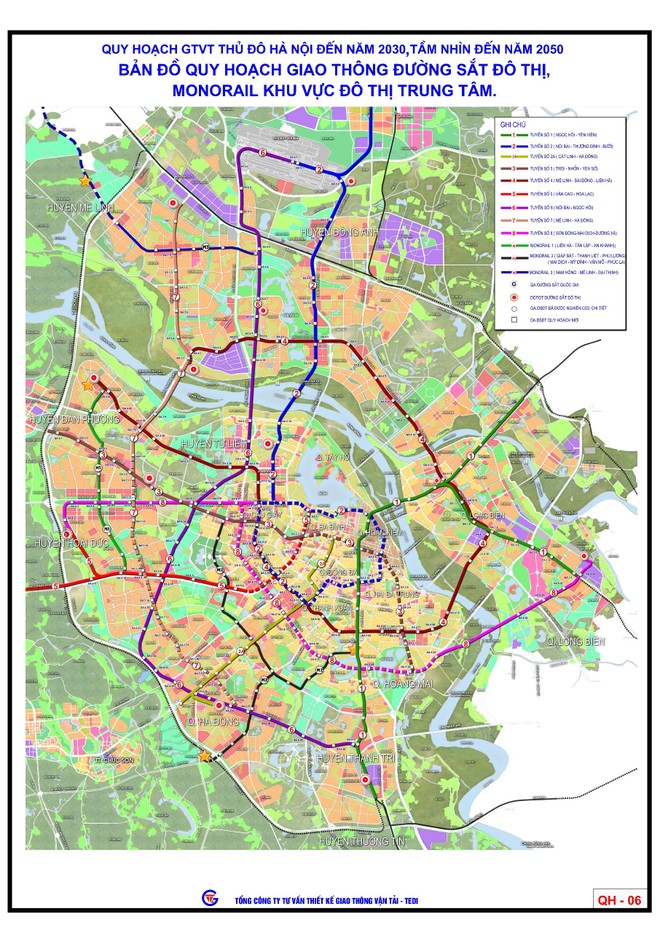 Theo quy hoạch Hà Nội có 15 tuyến đường sắt đô thị