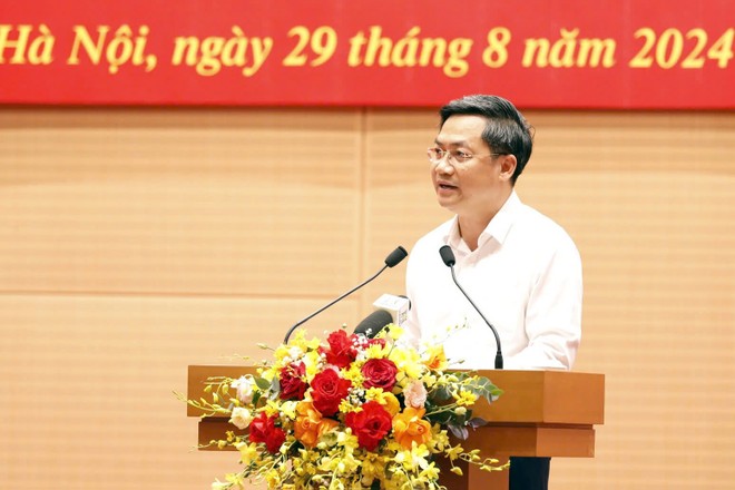 Phó Chủ tịch UBND TP Hà Nội Hà Minh Hải phát biểu khai mạc hội nghị