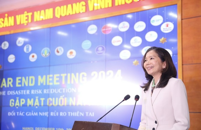 Bà Pauline Tamesis, Điều phối viên thường trú của LHQ tại Việt Nam, Đồng Chủ tịch Đối tác GNRRTT phát biểu tại Hội nghị