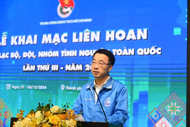 Anh Nguyễn Tường Lâm, Bí thư Trung ương Đoàn, Chủ tịch Trung ương Hội Liên hiệp Thanh niên Việt Nam phát biểu Anh Nguyễn Tường Lâm, Bí thư Trung ương Đoàn, Chủ tịch Trung ương Hội Liên hiệp Thanh niên Việt Nam phát biểu