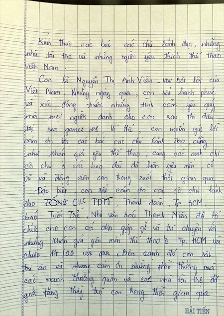 Ánh Viên: “Những ngày qua, con rất hạnh phúc!“ ảnh 1 Ánh Viên: “Những ngày qua, con rất hạnh phúc!“ ảnh 1